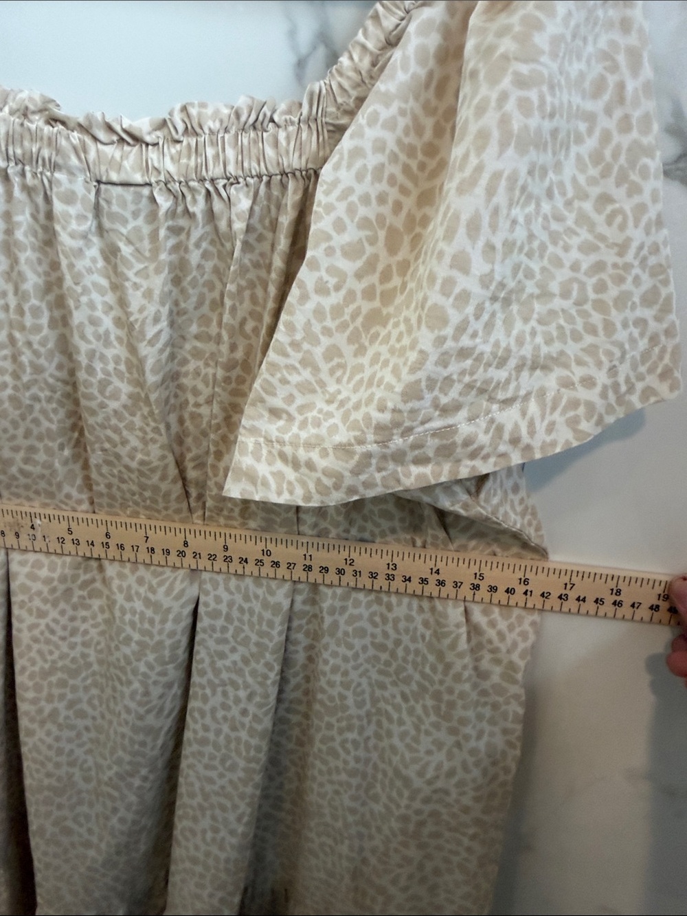 GAP Beige Animal-Print Smocked-Neck Babydoll Dress - Picture 3 of 6